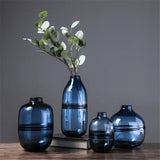 Minimalist Glass Vase – Nordic Blue & Black Home Décor Accent