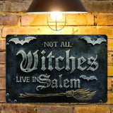 Vintage Metal Sign | "The Witch Lives in Salem" Wall Decor