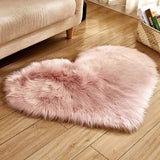 Soft Fluffy Heart Mat Cozy Plush Rug for Bedroom
