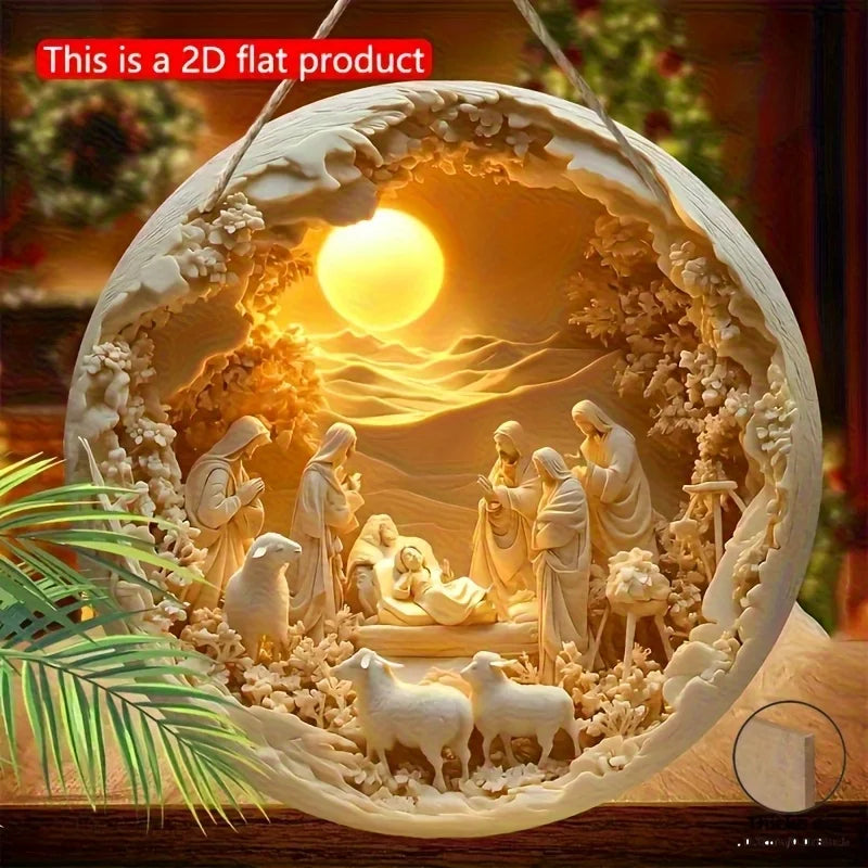 Christmas wall decorations, the Virgin Mary, Joseph, the young Jesus and the shepherd