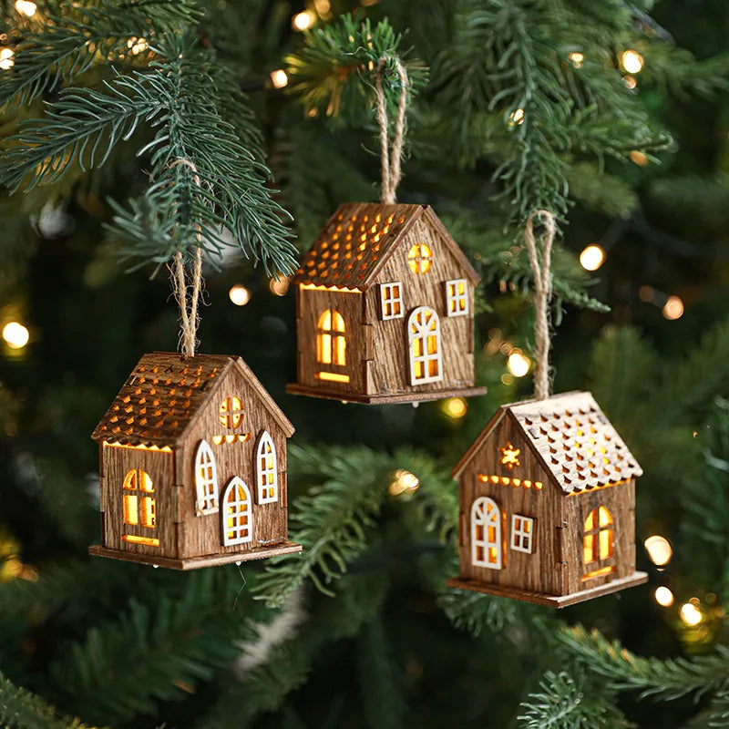 Christmas LED Light Wooden House Luminous