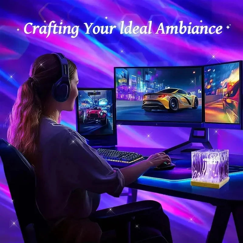 USB LED Water Ripple Projector Mood Lamp 16-Color Remote