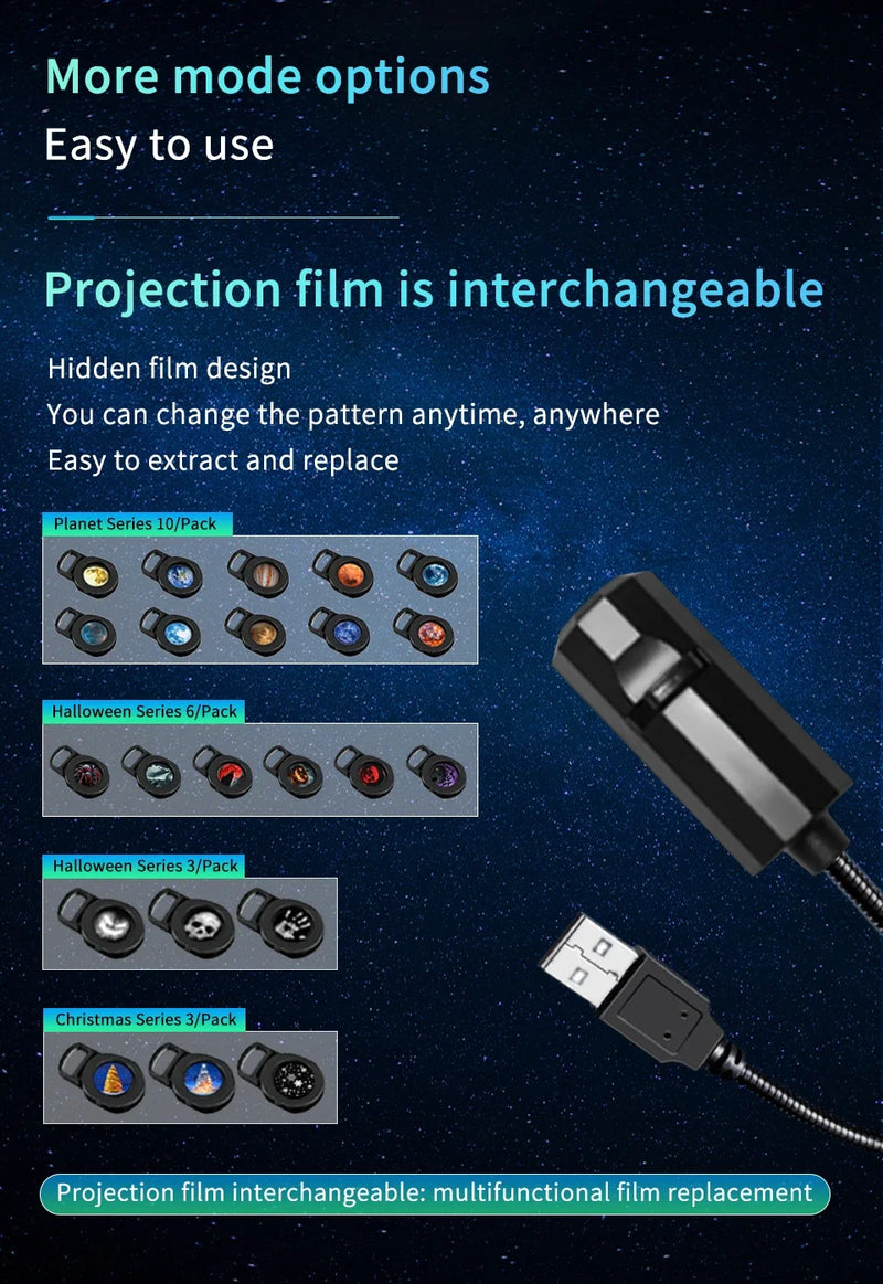 USB Mood Light Projector for Bedroom or Home Moon Lamp