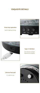 Glacier Lava Humidifier with 7-Color LED, Realistic Flame, Aroma Diffuser