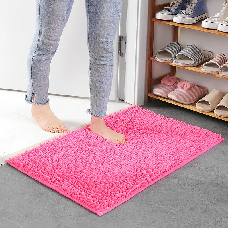 Chenille Bathroom Rug Soft Absorbent Non-Slip Floor Mat