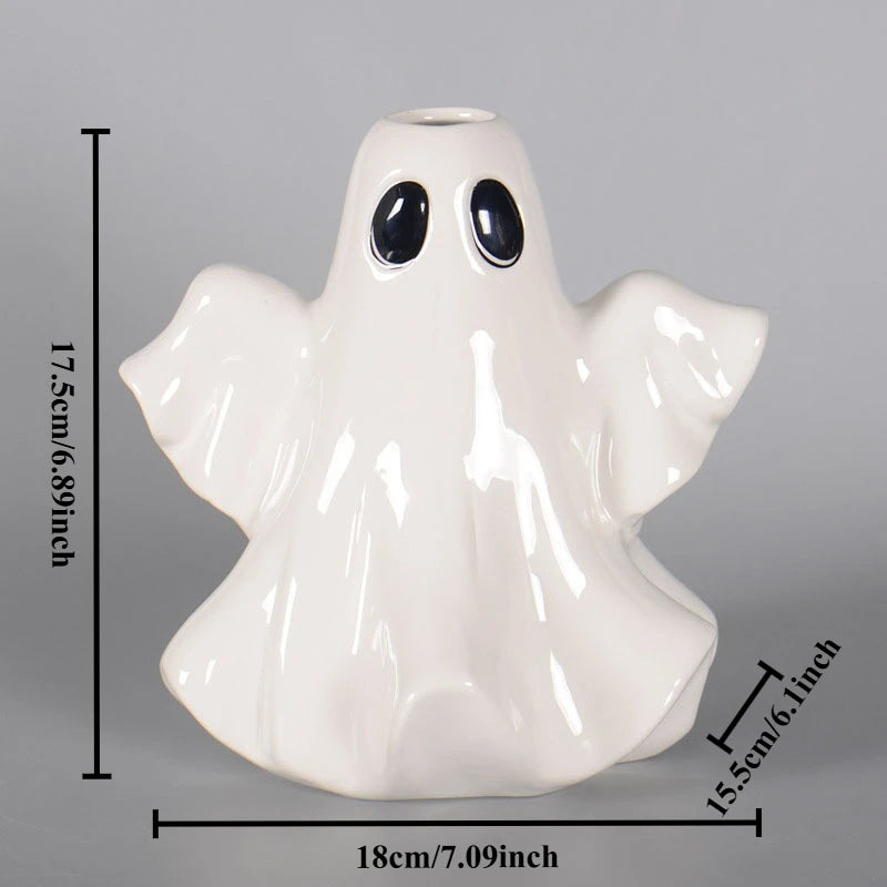 Spooky Chic Ghost Vase | Gothic Ceramic Planter for Halloween & Beyond!