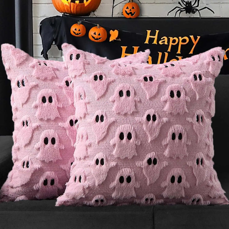 Ghost & Pumpkin Pillow Covers Set for Halloween Plush Soft