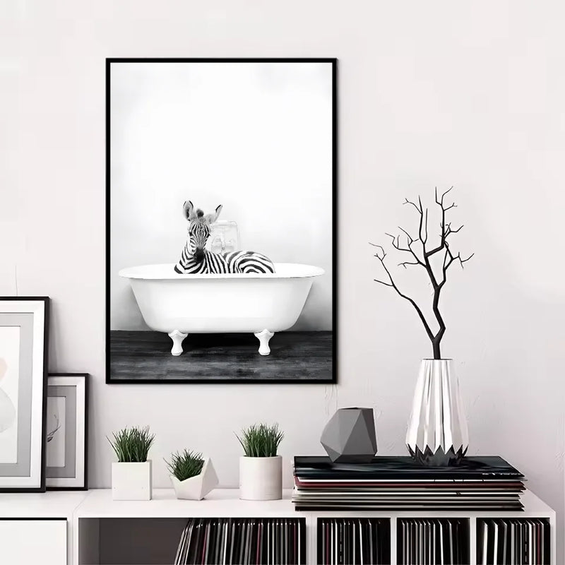 Funny Animal Bathroom Poster | Modern & Waterproof HD Wall Art