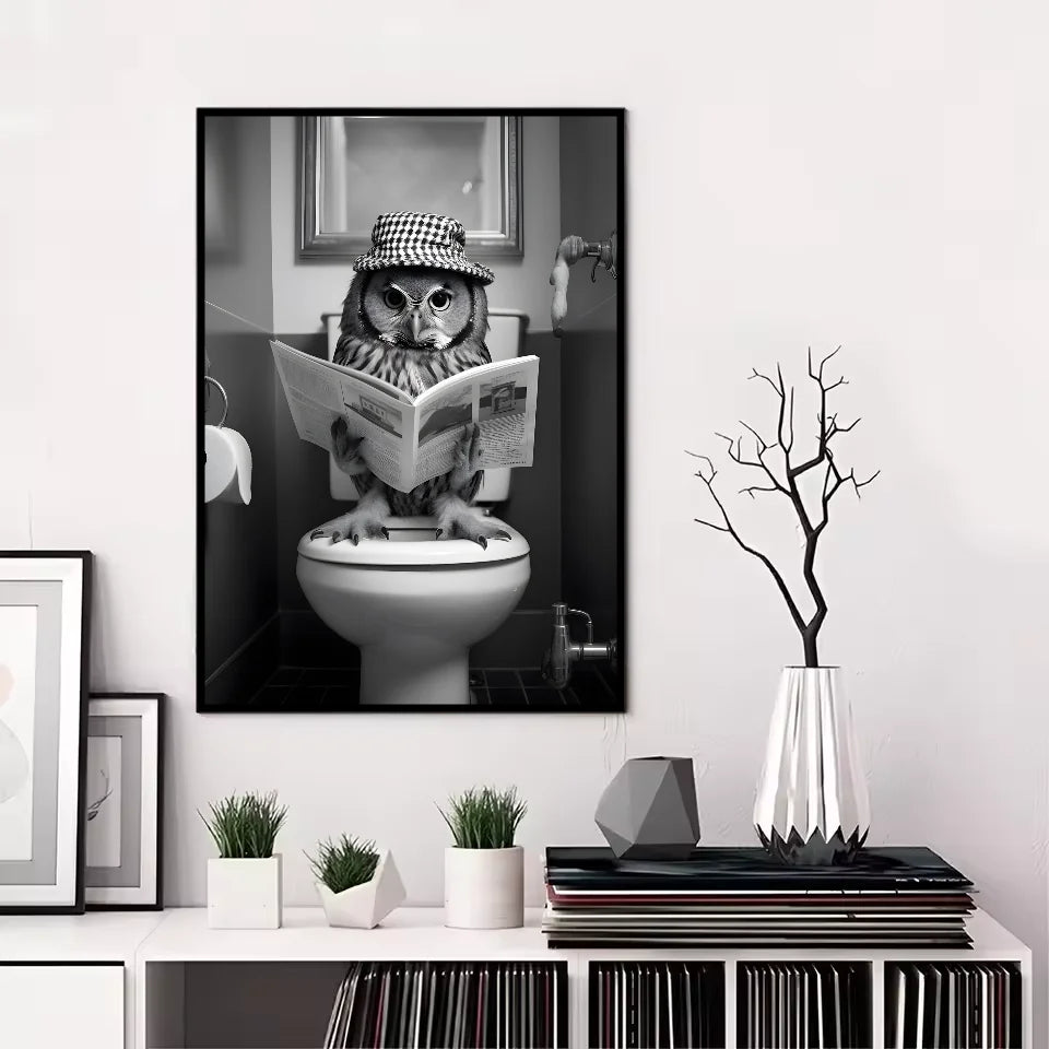 Funny Animal Bathroom Poster | Modern & Waterproof HD Wall Art