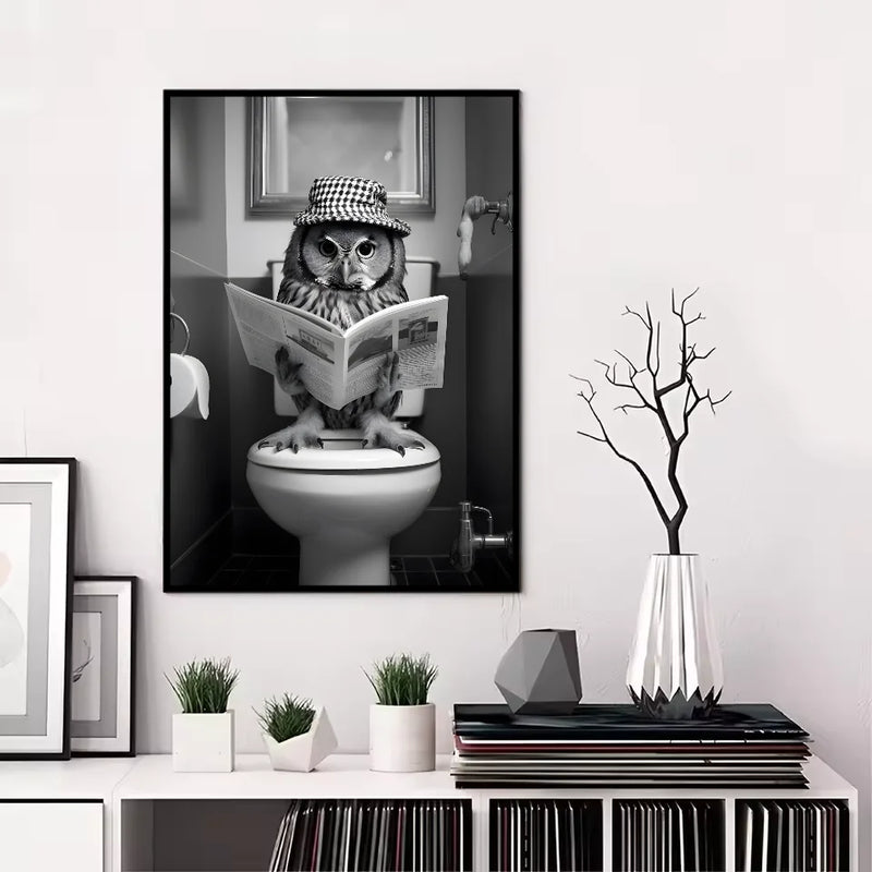 Funny Animal Bathroom Poster | Modern & Waterproof HD Wall Art
