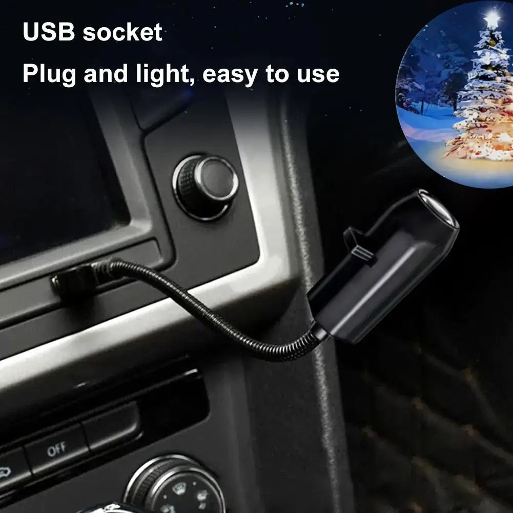 Christmas Projector Light With Xmas Tree 360° Rotatable USB-Powered LED