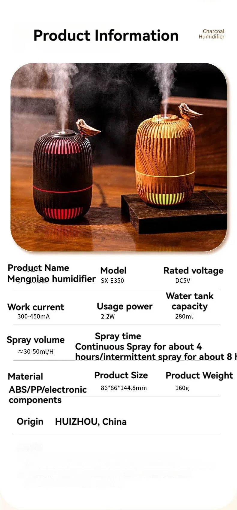 Dreamy Dreambird Humidifier – Silent USB Mist Maker