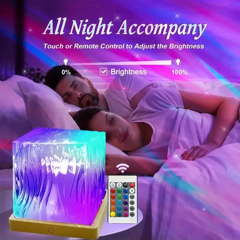 USB LED Water Ripple Projector Mood Lamp 16-Color Remote