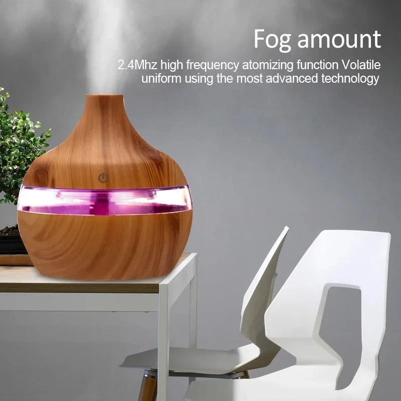 Ultrasonic Aroma Diffuser Wood Grain Electric Essential Oil