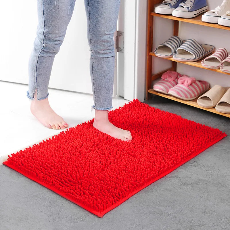Chenille Bathroom Rug Soft Absorbent Non-Slip Floor Mat