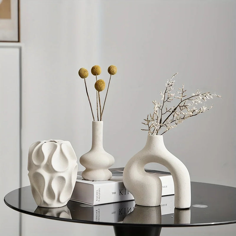 Geometric Donut Vase – Nordic Minimalist Ceramic Home Décor Sculpture