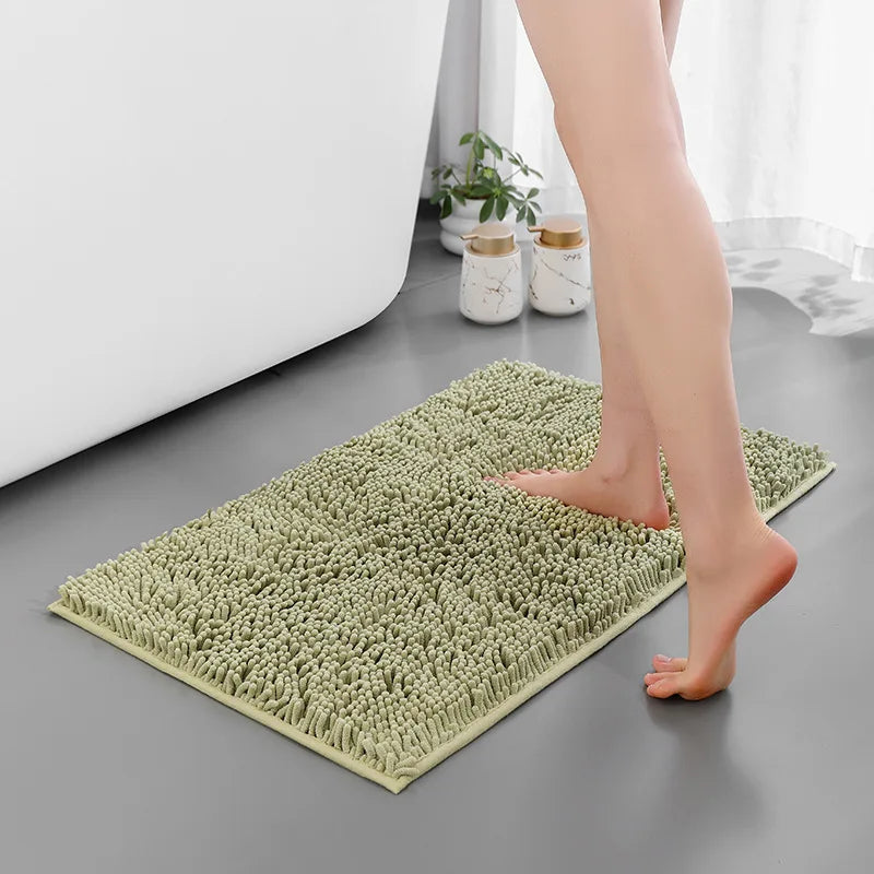 Chenille Bathroom Rug Soft Absorbent Non-Slip Floor Mat