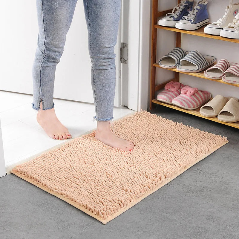 Chenille Bathroom Rug Soft Absorbent Non-Slip Floor Mat