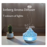 Glacier Lava Humidifier with 7-Color LED, Realistic Flame, Aroma Diffuser