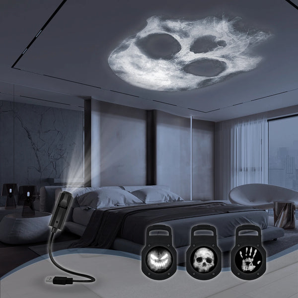 Halloween Skull Projection Light Dynamic LED Night Lamp