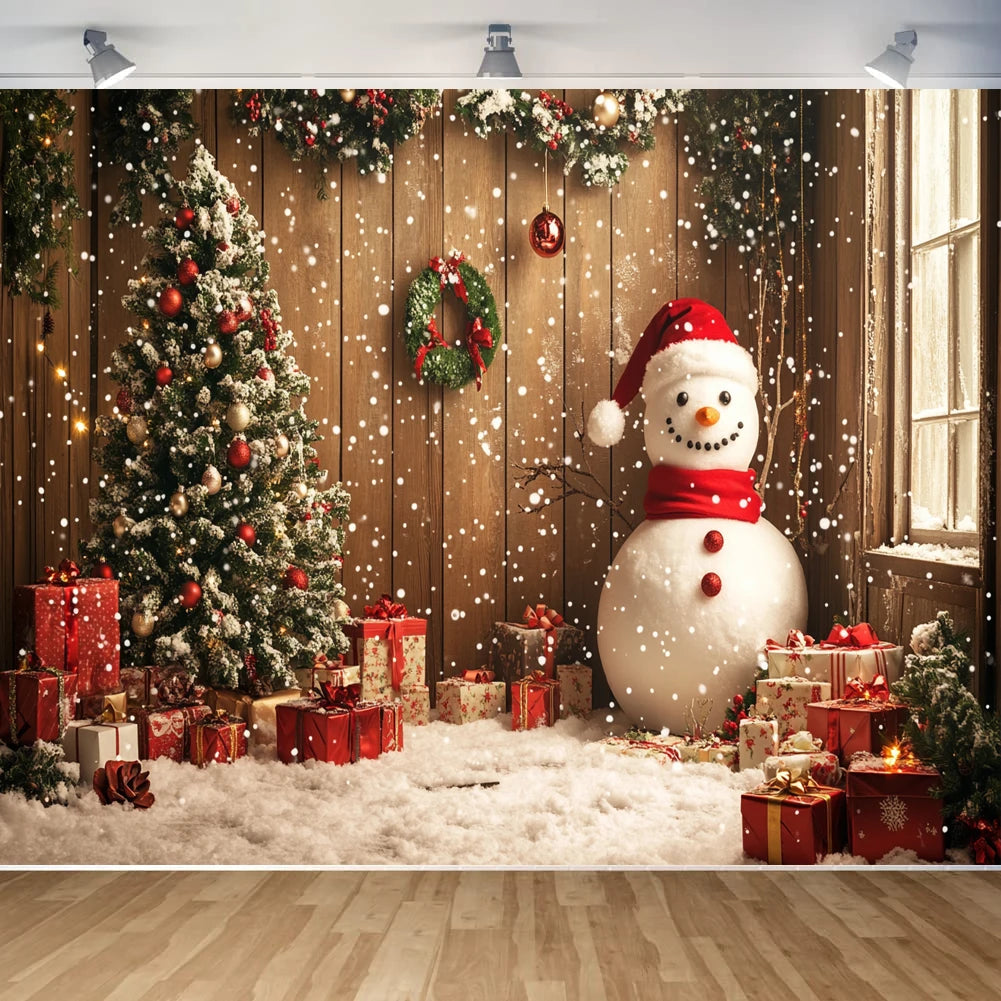 Christmas Decoration 2025 Photography Background Christmas Tree Snowman Photo Background Xmas Party Supplies Home Wall Banner