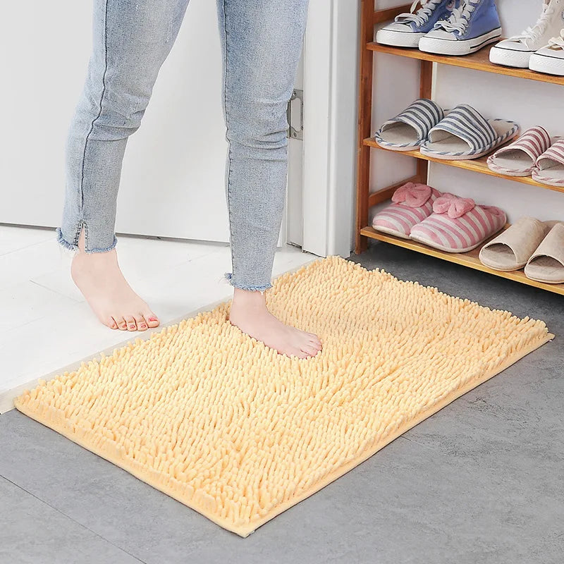 Chenille Bathroom Rug Soft Absorbent Non-Slip Floor Mat