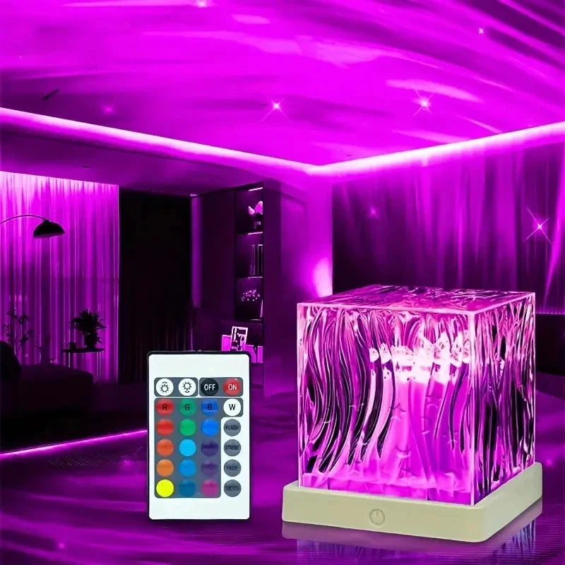 USB LED Water Ripple Projector Mood Lamp 16-Color Remote