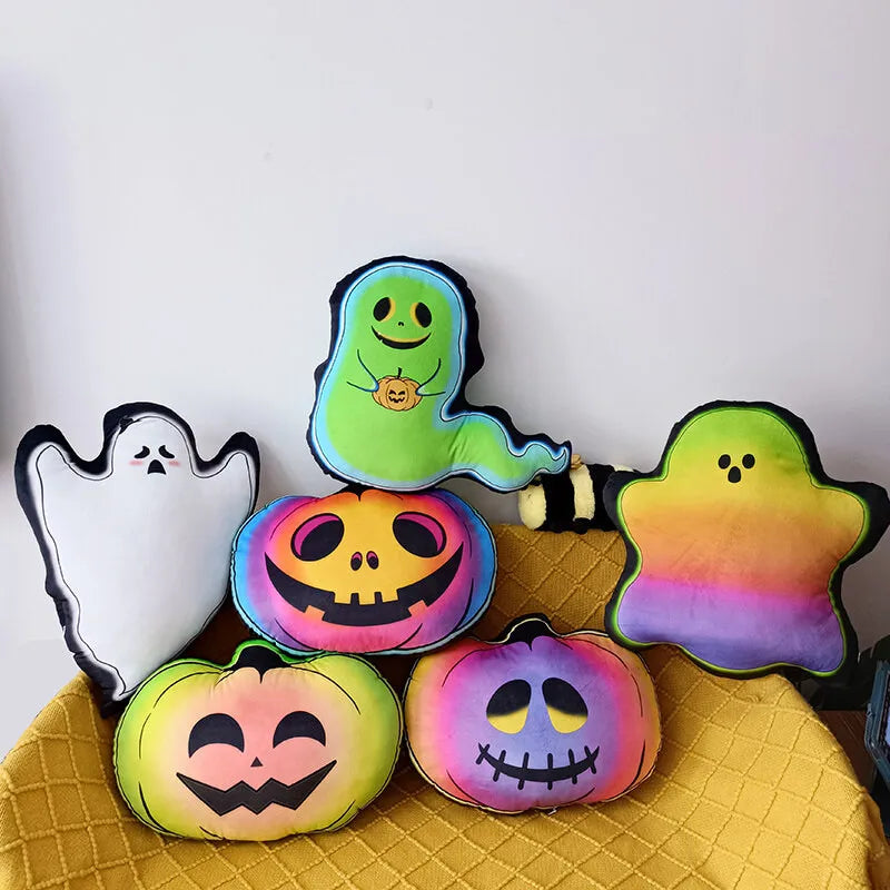 Spooky Soft Ghost & Pumpkin Cushion for Halloween Decor
