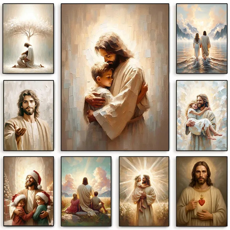 Modern Christian Jesus Children Art Poster