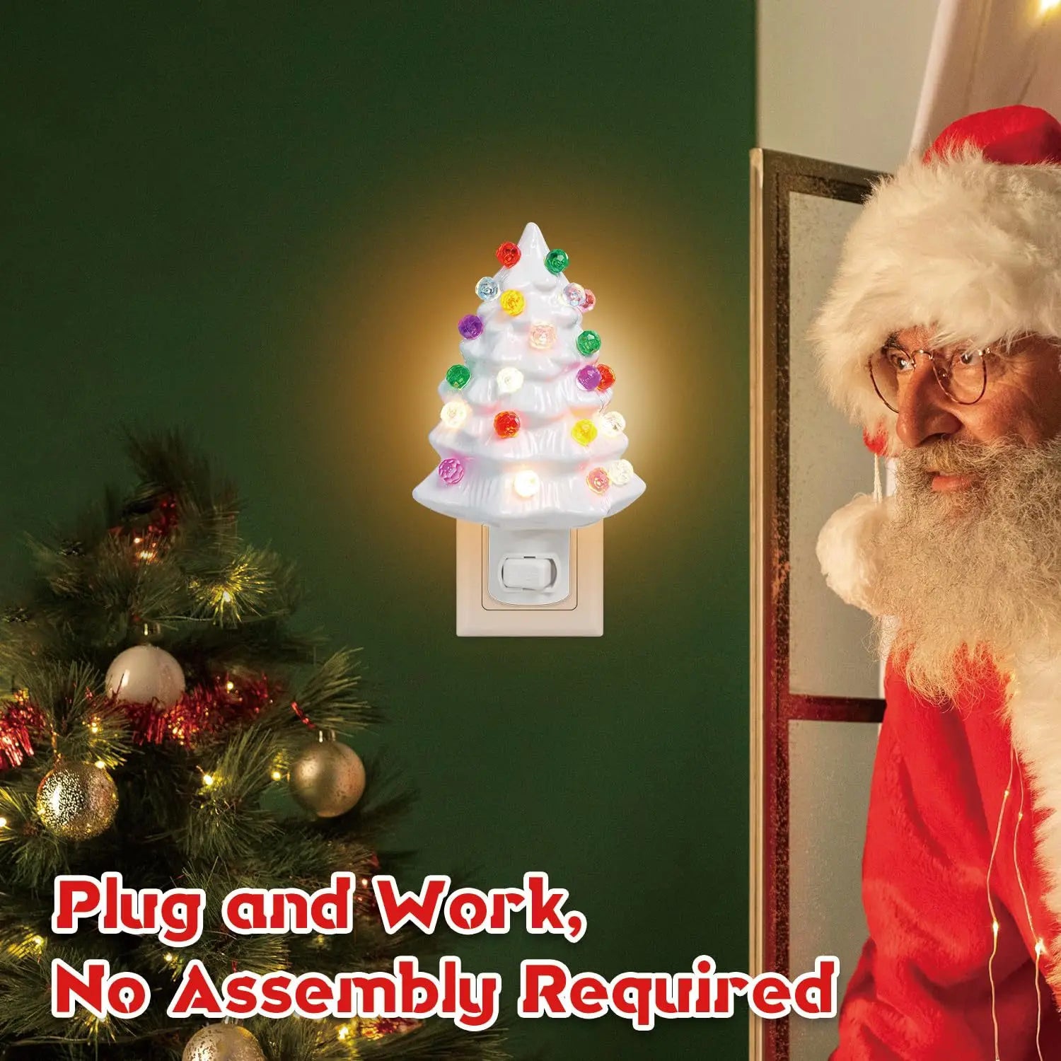 Christmas Tree Night Lamp Electric US Plug LED For Halloween Christmas Room Decoration Cute Children's Night Light Holiday Gifts