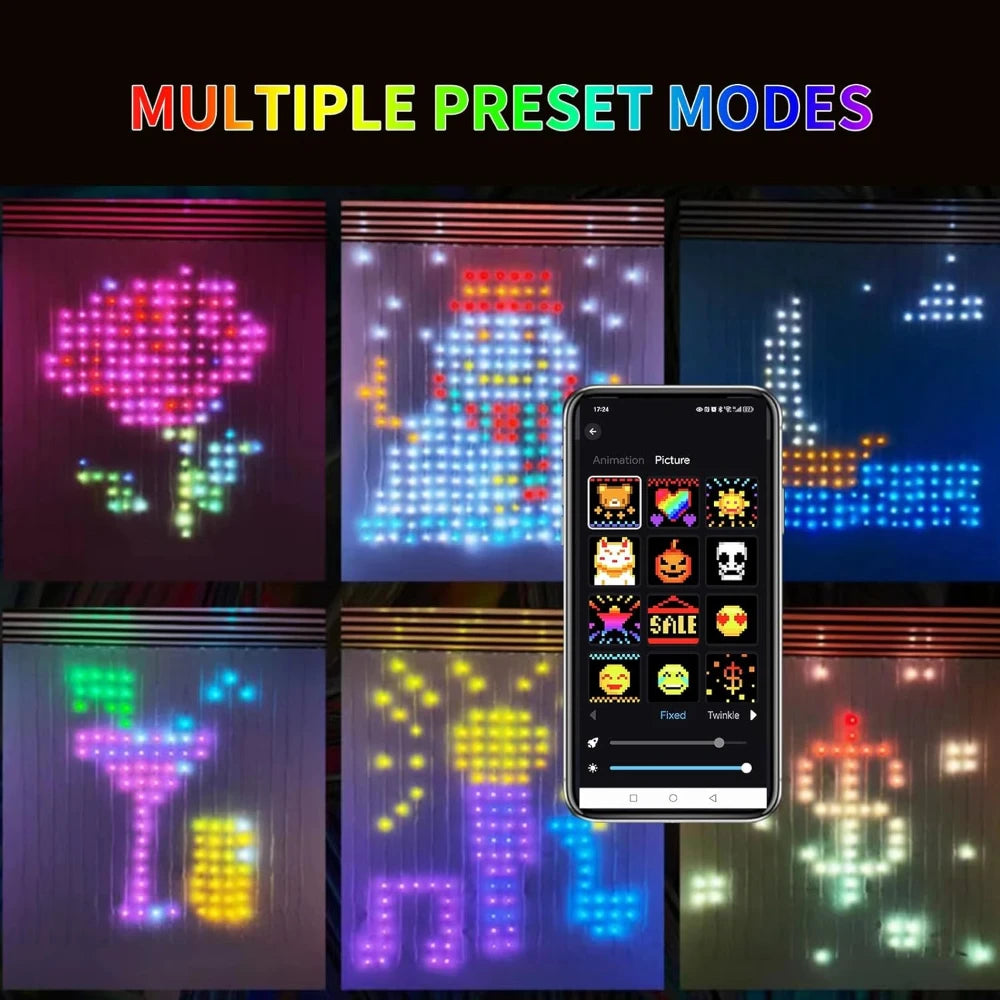 Smart Christmas Curtain Lights with APP & Remote Control