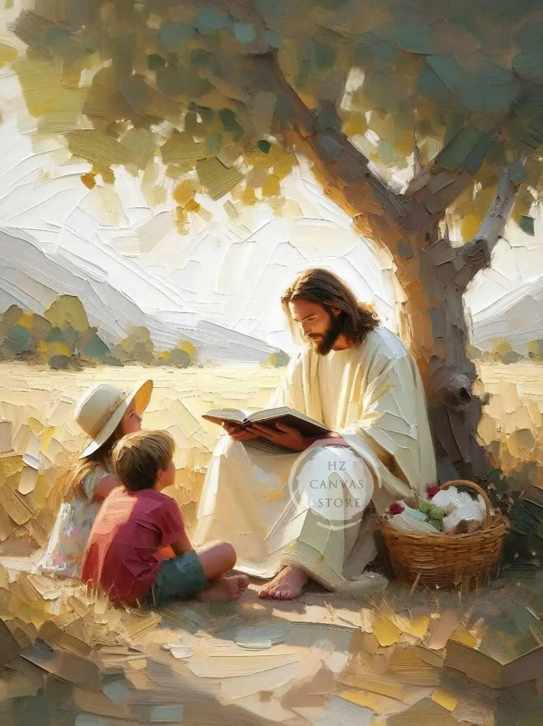 Modern Christian Jesus Children Art Poster