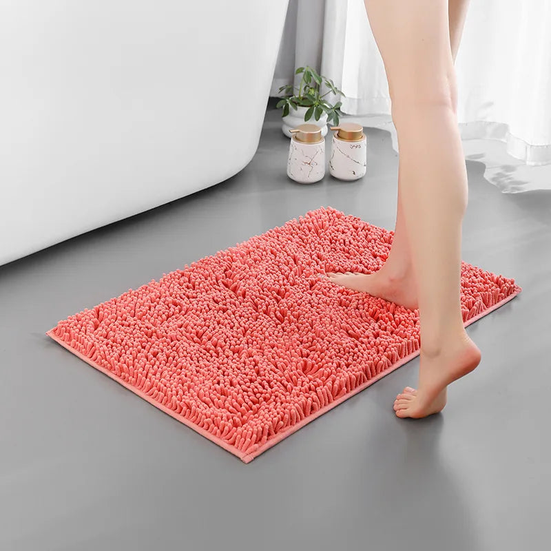 Chenille Bathroom Rug Soft Absorbent Non-Slip Floor Mat