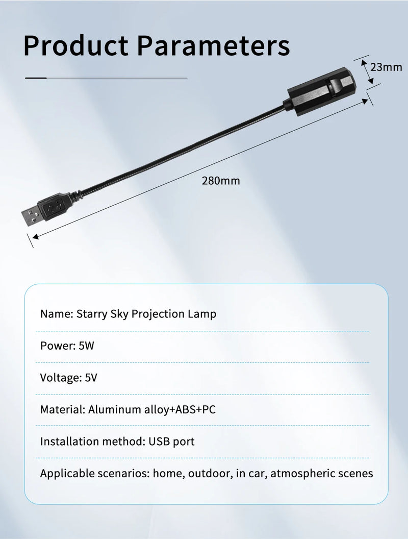 USB Mood Light Projector for Bedroom or Home Moon Lamp