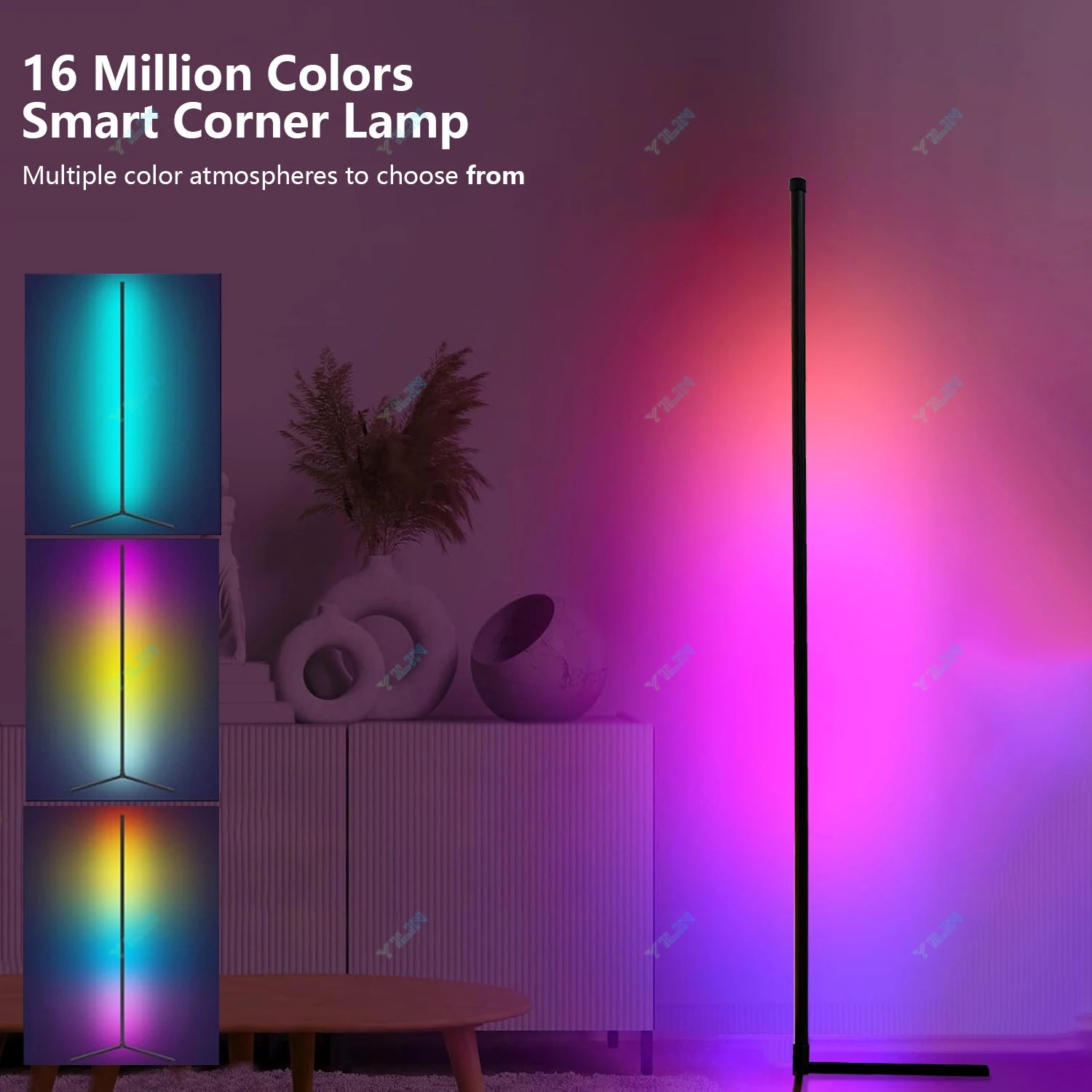 RGB Floor Lamp for Room Smart RGBIC Corner LED Light