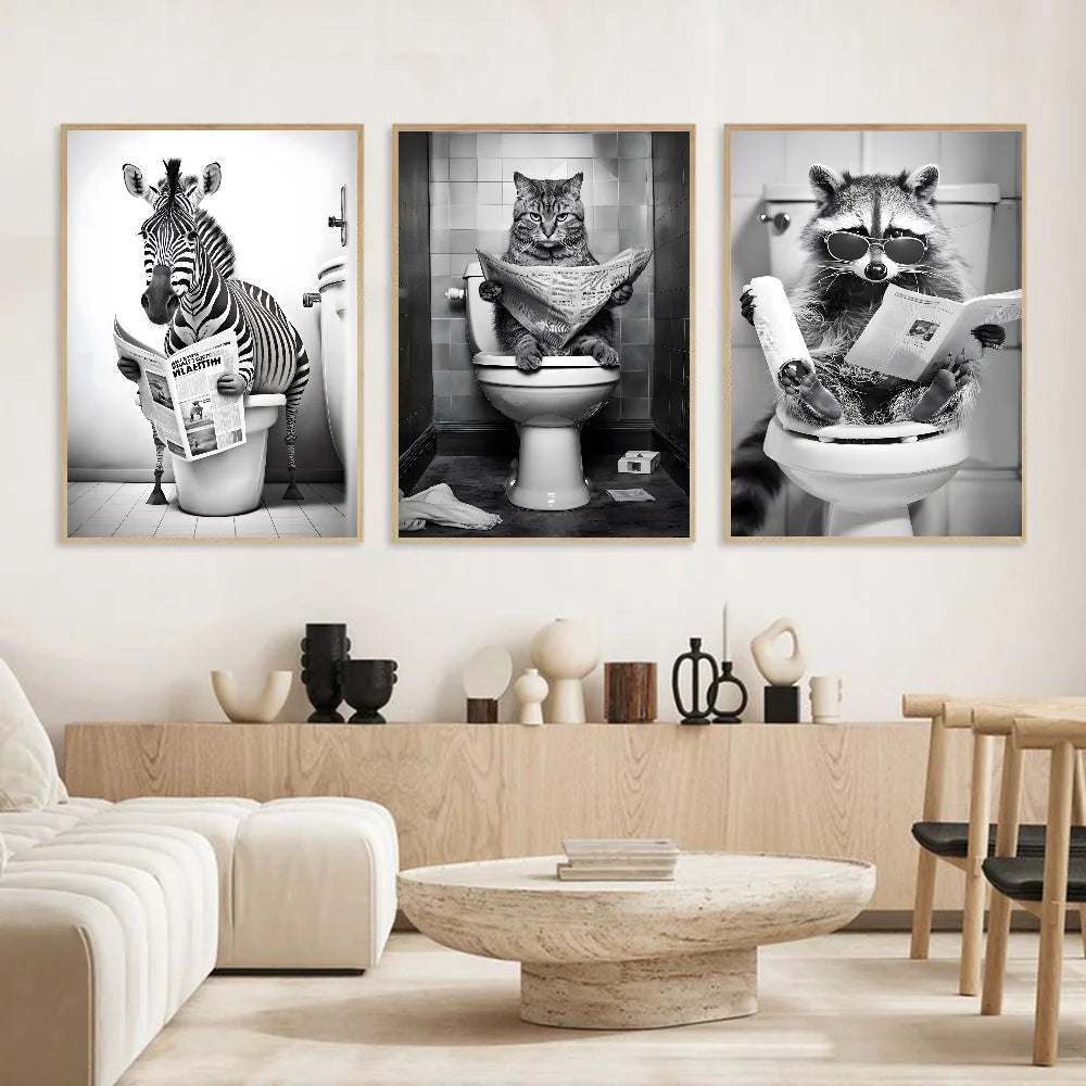 Funny Animal Bathroom Poster | Modern & Waterproof HD Wall Art