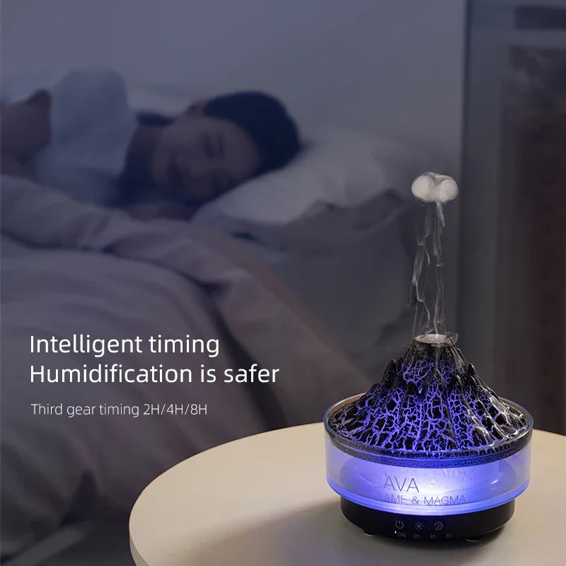 Glacier Lava Humidifier with 7-Color LED, Realistic Flame, Aroma Diffuser