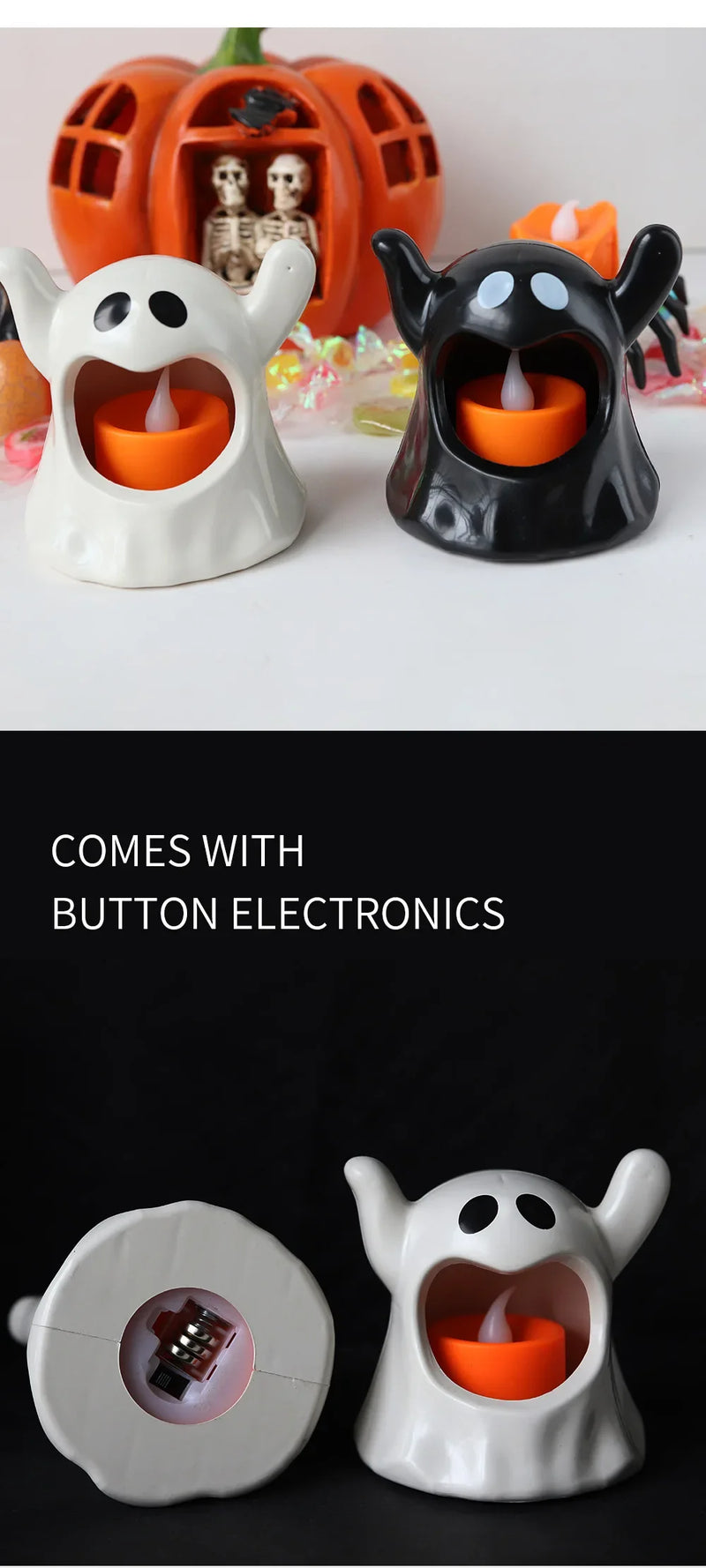 Flameless Ghost Candle LED Lamp – Spooky Halloween Decor