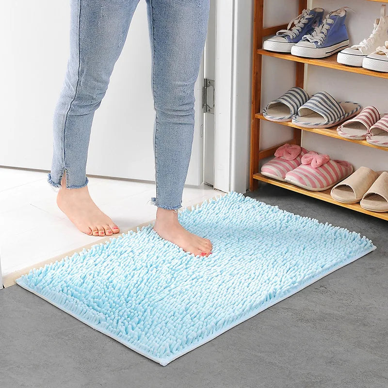 Chenille Bathroom Rug Soft Absorbent Non-Slip Floor Mat