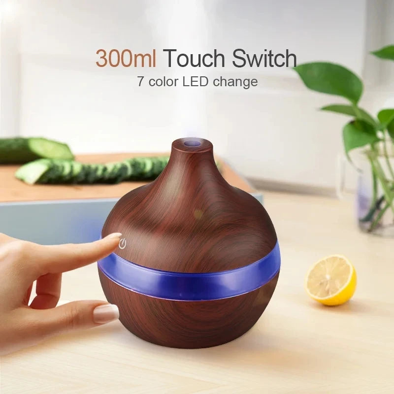 Ultrasonic Aroma Diffuser Wood Grain Electric Essential Oil