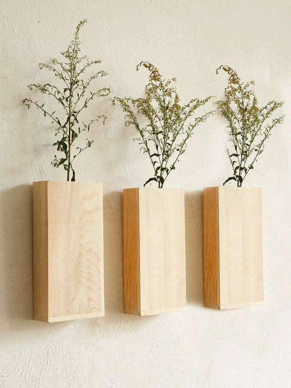 Rustic Wall Mounted Vases | Minimalist Wooden Flower Holders for Modern Farmhouse Decor
