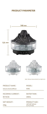 Glacier Lava Humidifier with 7-Color LED, Realistic Flame, Aroma Diffuser