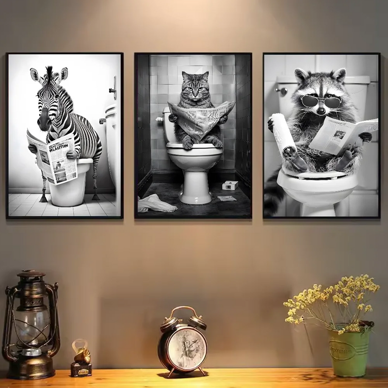 Funny Animal Bathroom Poster | Modern & Waterproof HD Wall Art