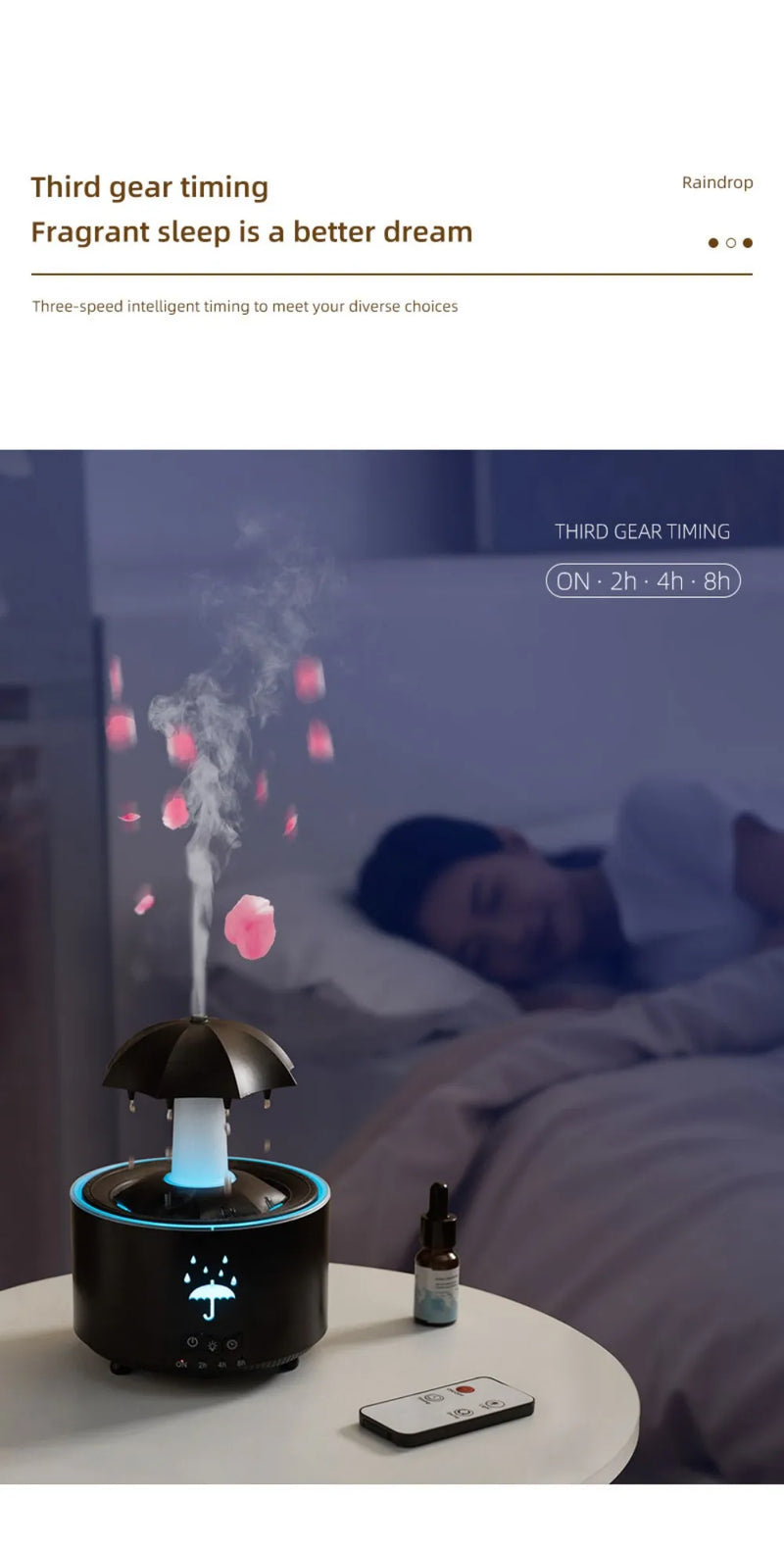 Rotating Umbrella Humidifier Water Drop Mute Air Desktop