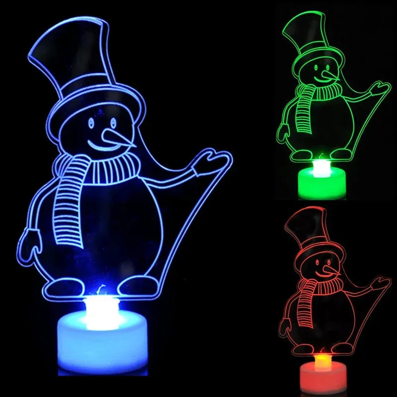LED Mini Night Lights Colorful Flashing Lights Snowman Lamp