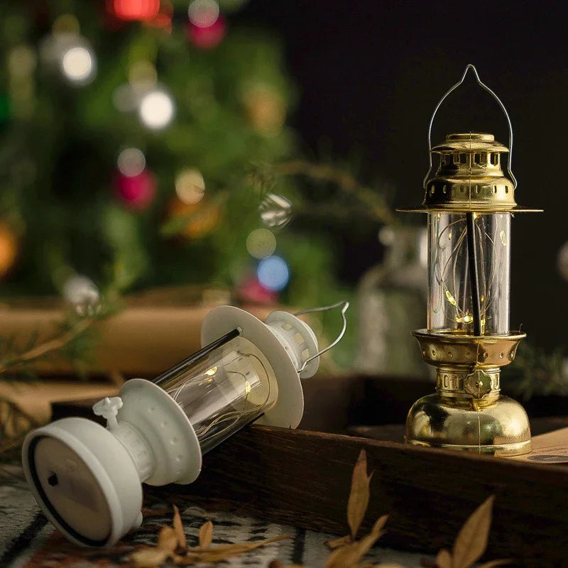 Battery Operated Oil Lamp Retro LED Night Light Portable
