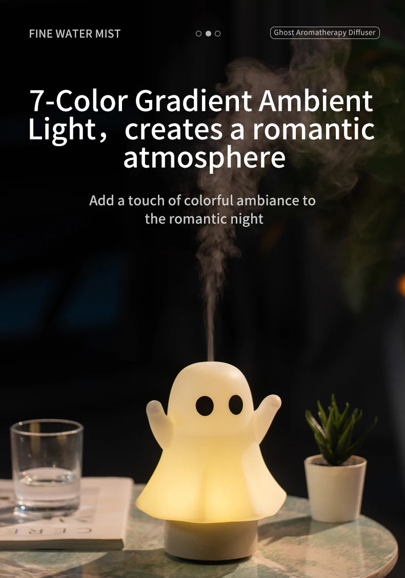 Cute Ghost Ultrasonic Air Humidifier with 7-Color LED