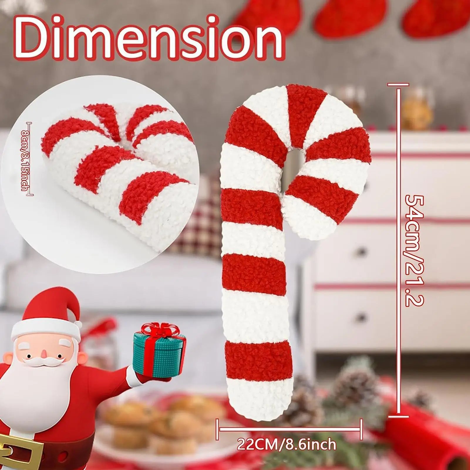 Christmas Candy Cane Pillow Decorative Sofa