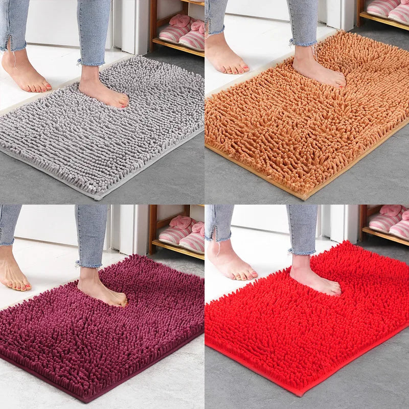 Chenille Bathroom Rug Soft Absorbent Non-Slip Floor Mat