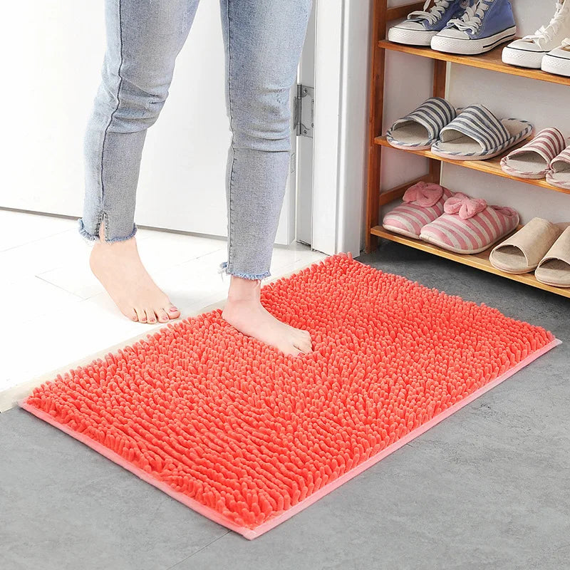 Chenille Bathroom Rug Soft Absorbent Non-Slip Floor Mat